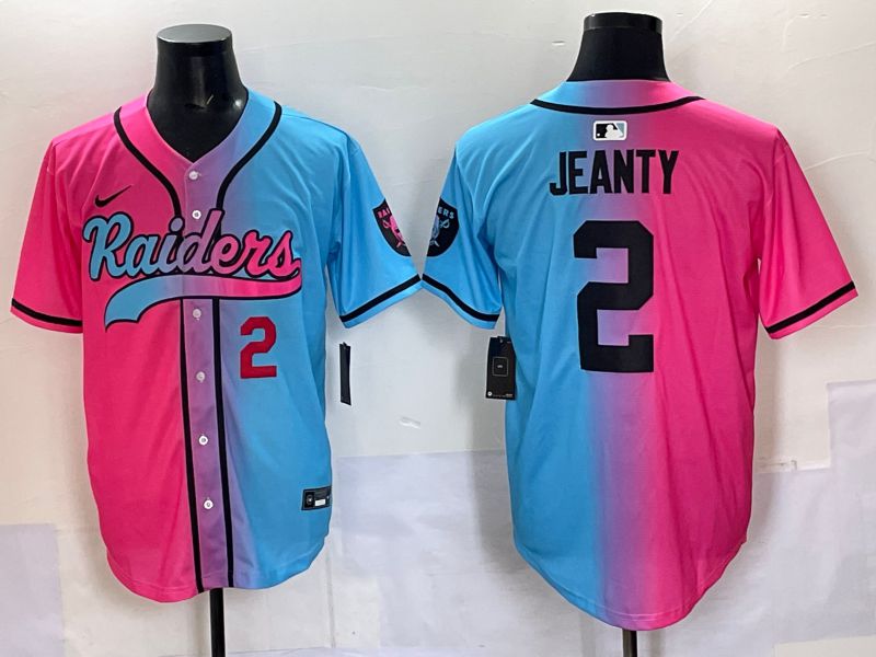 Men 2025 Oakland Raiders 2 Jeanty Blue pink Nike Limited NFL Jersey 004